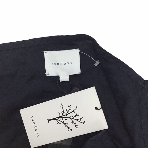 Sundays Navy Blue V Neck Dress Slip Under Liner Lining Size 2 Lightweight Cotton - Picture 4 of 4